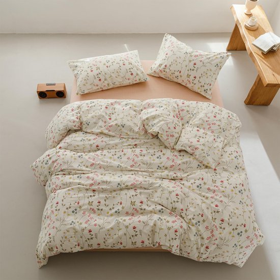 550x550-14216.jpg Unyqoos® Zacht katoenen dekbedovertrek met kleurrijke bloemen en kussensloop