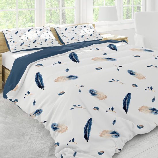 Unyqoos® Stijlvolle beddengoedset met verenpatroon en zachte microvezel voor ultiem comfort