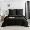 Unyqoos® Luxe zwarte dekbedovertrekset met ritssluiting en kussenslopen 135x200 cm
