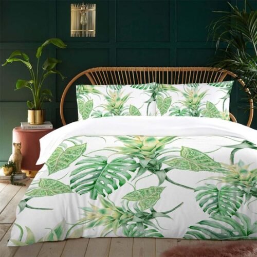 Unyqoos® Comfortabele Beddengoedset met Botanisch Motief en Groene Bladeren