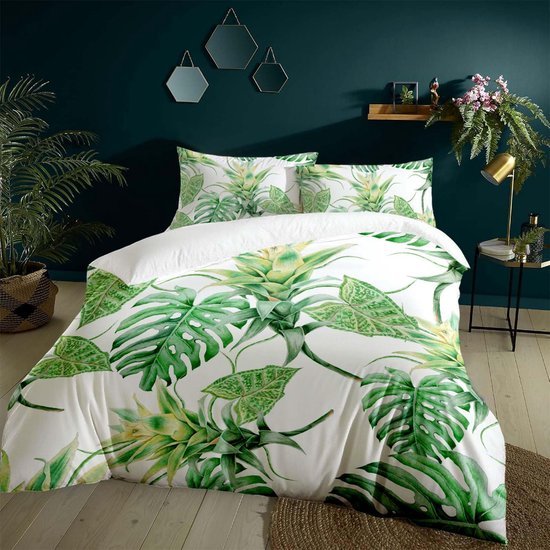 Unyqoos® Comfortabele Beddengoedset met Botanisch Motief en Groene Bladeren