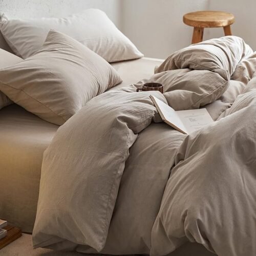 550x550-14317.jpg Unyqoos® Zachte microvezel beddengoedset taupe 200x200 cm met ritssluiting