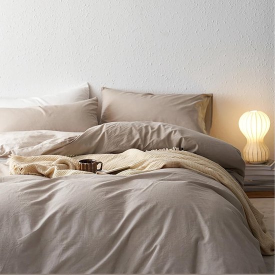 550x550-14318.jpg Unyqoos® Zachte microvezel beddengoedset taupe 200x200 cm met ritssluiting