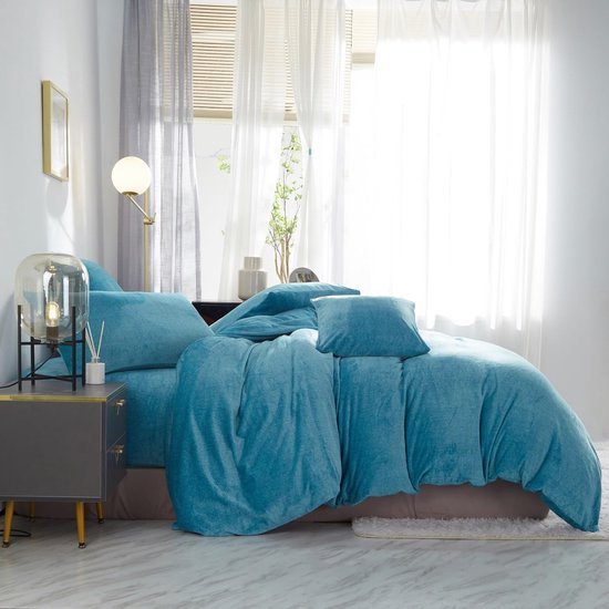 550x550-14326.jpg Unyqoos® Warme en pluizige winter beddengoedset met ritssluiting in zeeblauw