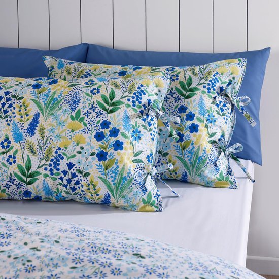Unyqoos® Elegante tweezijdige bloemen beddengoedset voor eenpersoonsbed in blauw