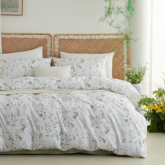 Unyqoos® Elegante bloemenbedekking met kussenslopen en rits in zachte microvezel