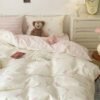 550x550-14454.jpg Unyqoos® Roze en wit gestreept beddengoed voor meisjes met strikken en ritssluiting