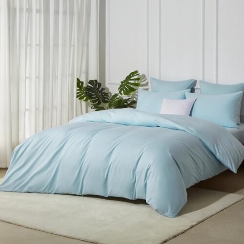 Unyqoos® Blauw katoen dekbedovertrek met kussensloop voor ultiem slaapcomfort