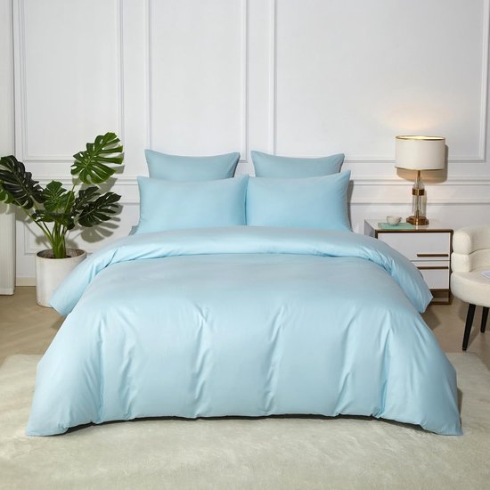 Unyqoos® Blauw katoen dekbedovertrek met kussensloop voor ultiem slaapcomfort