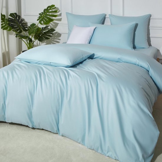 Unyqoos® Blauw katoen dekbedovertrek met kussensloop voor ultiem slaapcomfort