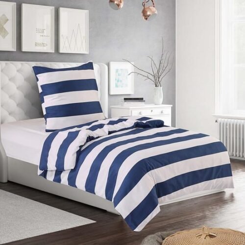 550x550-14514.jpg Unyqoos® Zachte en strijkvrije microvezel beddengoedset in blauw-wit design