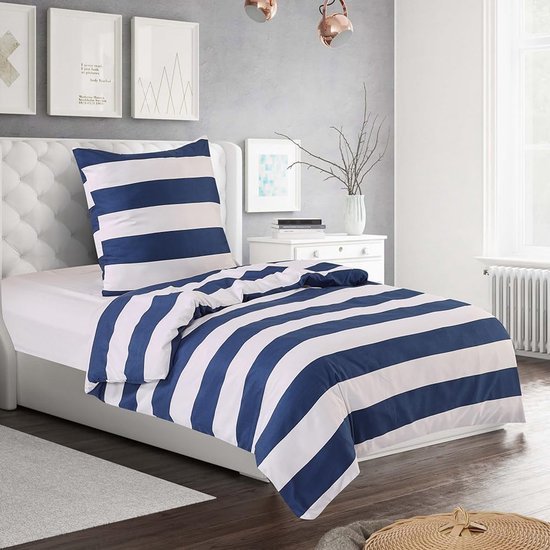 550x550-14514.jpg Unyqoos® Zachte en strijkvrije microvezel beddengoedset in blauw-wit design