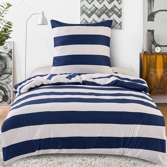 550x550-14516.jpg Unyqoos® Zachte en strijkvrije microvezel beddengoedset in blauw-wit design