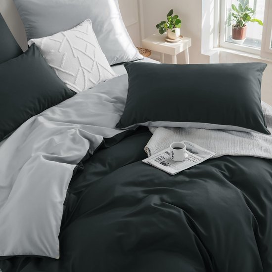 Unyqoos® Omkeerbare katoenen dekbedovertrekset met ritssluiting voor comfortabel slapen