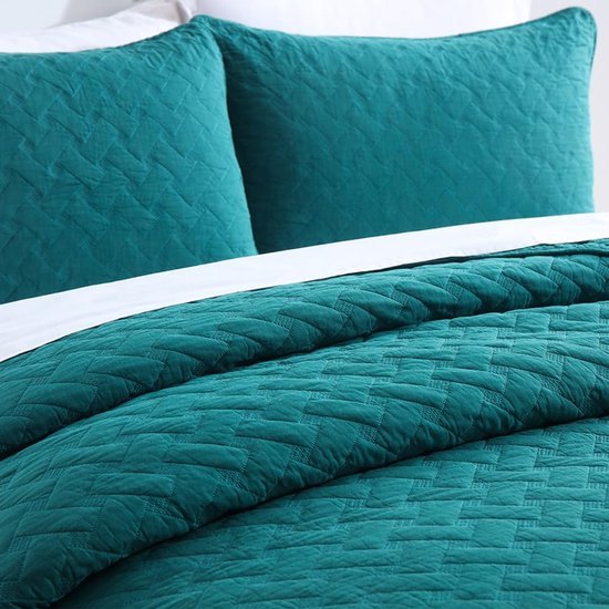 550x550-14551.jpg Unyqoos® Luxueuze Katoenen Sprei Set voor Tweepersoonsbed, Met Zacht Gebreid Patroon en Kussenslopen