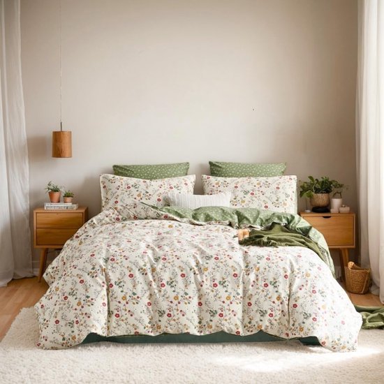 Unyqoos® Comfortabel en Ademend Dekbedovertrek met Bloemenmotief en Kussensloop