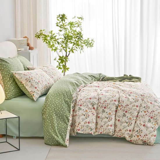 Unyqoos® Comfortabel en Ademend Dekbedovertrek met Bloemenmotief en Kussensloop