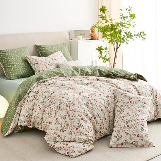 Unyqoos® Comfortabel en Ademend Dekbedovertrek met Bloemenmotief en Kussensloop