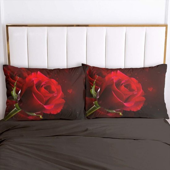 Unyqoos® Romantisch dekbedovertrekset met rozenpatroon en kussensloop van microvezel