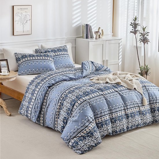 Unyqoos® Stijlvol dekbedovertrek in geometrische boho-stijl met ritssluiting voor comfort