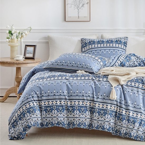 Unyqoos® Stijlvol dekbedovertrek in geometrische boho-stijl met ritssluiting voor comfort