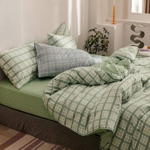 550x550-14622.jpg Unyqoos® Stijlvolle omkeerbare geruite beddengoedset met ritssluiting en kussensloop