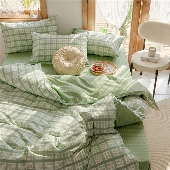 550x550-14625.jpg Unyqoos® Stijlvolle omkeerbare geruite beddengoedset met ritssluiting en kussensloop