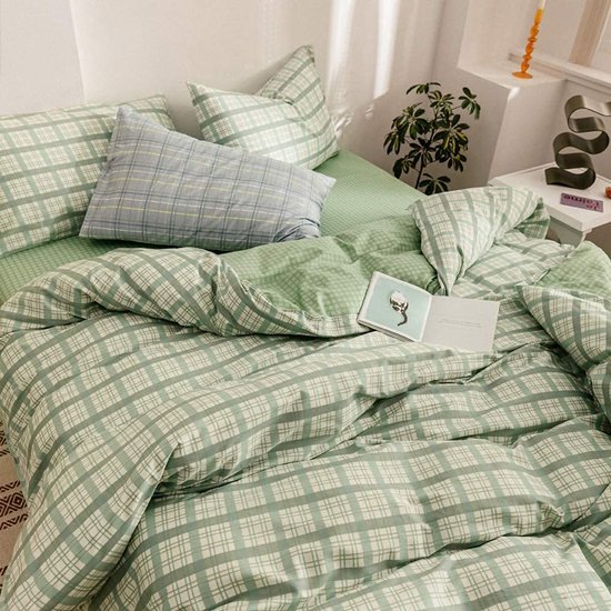 550x550-14626.jpg Unyqoos® Stijlvolle omkeerbare geruite beddengoedset met ritssluiting en kussensloop