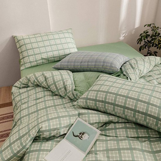 550x550-14627.jpg Unyqoos® Stijlvolle omkeerbare geruite beddengoedset met ritssluiting en kussensloop