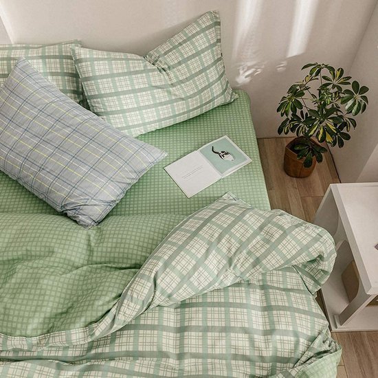 550x550-14628.jpg Unyqoos® Stijlvolle omkeerbare geruite beddengoedset met ritssluiting en kussensloop