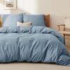 Unyqoos® Katoenen Beddengoedset Grijsblauw 155 x 220 cm met Kussenslopen en Ritssluiting