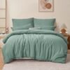 Unyqoos® Comfortabel saliegroen beddengoed van microvezel met ritssluiting en kussenslopen