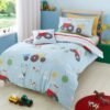 Unyqoos® Kinderbeddengoedset met boerderijdieren en tractoren, omkeerbaar ontwerp