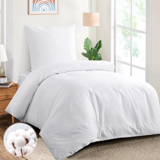 Unyqoos® Ademend katoenen dekbedovertrek en kussensloop met ritssluiting voor comfort