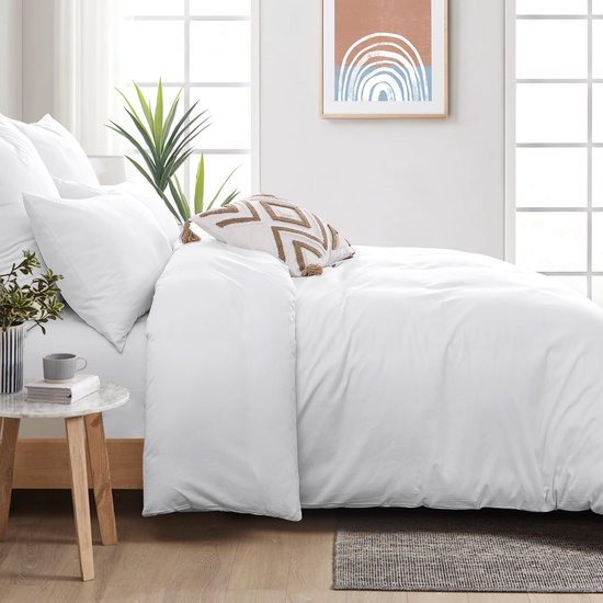 Unyqoos® Ademend katoenen dekbedovertrek en kussensloop met ritssluiting voor comfort
