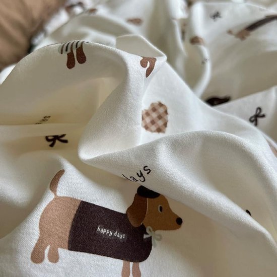 Unyqoos® Ademend kinderbeddengoed met teckelmotief en ritssluiting voor meisjes en jongens