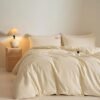 Unyqoos® Beige Crème Katoenen Dekbedovertrekset met Kussensloop voor Comfortabel Slaap