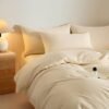 Unyqoos® Beige Crème Katoenen Dekbedovertrekset met Kussensloop voor Comfortabel Slaap
