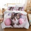 550x550-14722.jpg Unyqoos® Schattige en Comfortabele 3D Katten Beddengoedset van Microvezel voor Kinderen