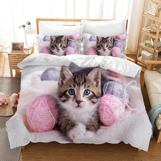 550x550-14722.jpg Unyqoos® Schattige en Comfortabele 3D Katten Beddengoedset van Microvezel voor Kinderen
