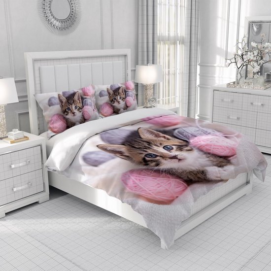 550x550-14724.jpg Unyqoos® Schattige en Comfortabele 3D Katten Beddengoedset van Microvezel voor Kinderen