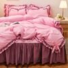 550x550-14747.jpg Unyqoos® Roze meisjesbeddengoed set met ruches en strik voor een romantische sfeer