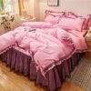 550x550-14748.jpg Unyqoos® Roze meisjesbeddengoed set met ruches en strik voor een romantische sfeer