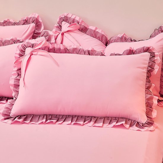 550x550-14756.jpg Unyqoos® Roze meisjesbeddengoed set met ruches en strik voor een romantische sfeer