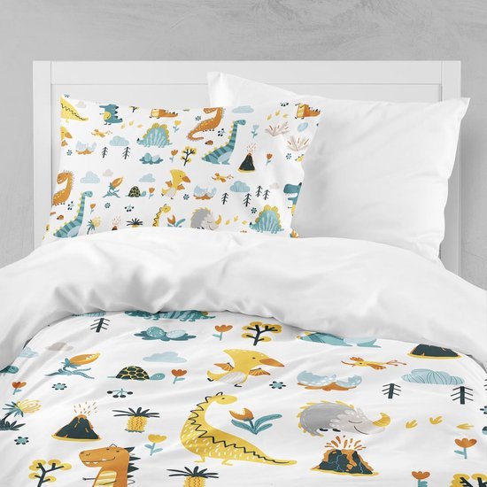 Unyqoos® Kinder beddengoed set met dinosaurus motief en kussensloop van microvezel