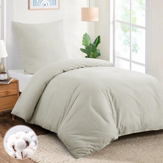 Unyqoos® Ademend katoenen beddengoedset met ritssluiting en kussensloop