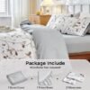 Unyqoos® Vierdelig beddengoed met botanisch motief en microvezel in wit en grijs