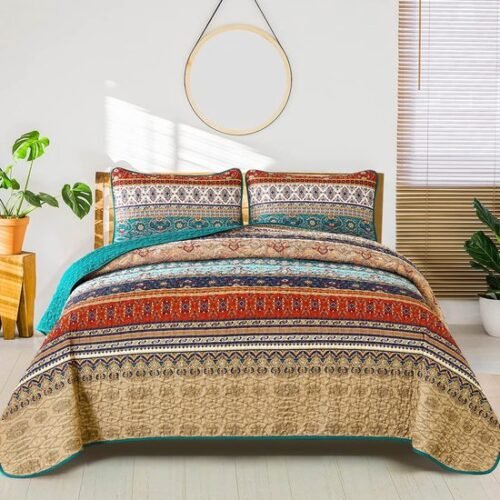 550x550-14809.jpg Unyqoos® Stijlvolle Tweepersoons Sprei Set met Boho Design en Kussenslopen voor Slaapkamer of Bank
