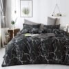 Unyqoos® Moderne Zwart Marmerlook Microvezel Beddengoedset voor Eenpersoonsbed met Ritssluiting