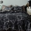 Unyqoos® Moderne Zwart Marmerlook Microvezel Beddengoedset voor Eenpersoonsbed met Ritssluiting